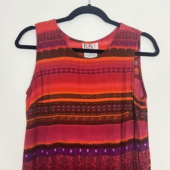R&K Originals Womens Vintage 90s Red Sleeveless Sheath Abstract Maxi Dress 12P - Picture 5 of 12
